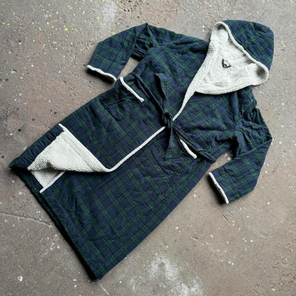 LL bean flannel shearling lined robe
